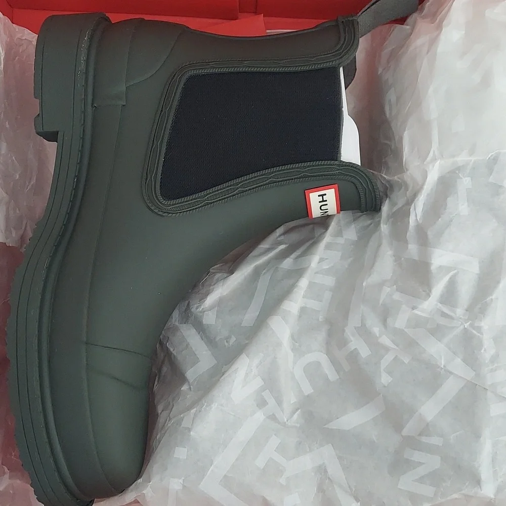 Hunter Original Short Hunter Green Chelsea Rain Boots Women's Size 5M,6M,7M NWT